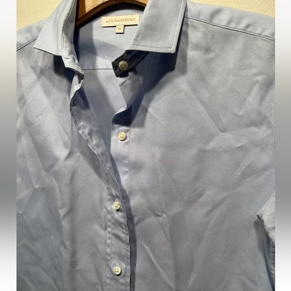 Ann Mashburn Blue Button Down Shirt Cotton Size M 8 10 Classic Long Sleeve - Picture 3 of 6